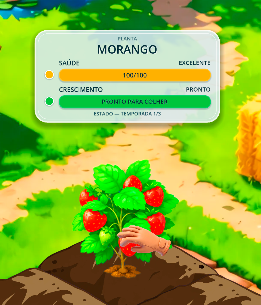 Tela do sistema plante e colha