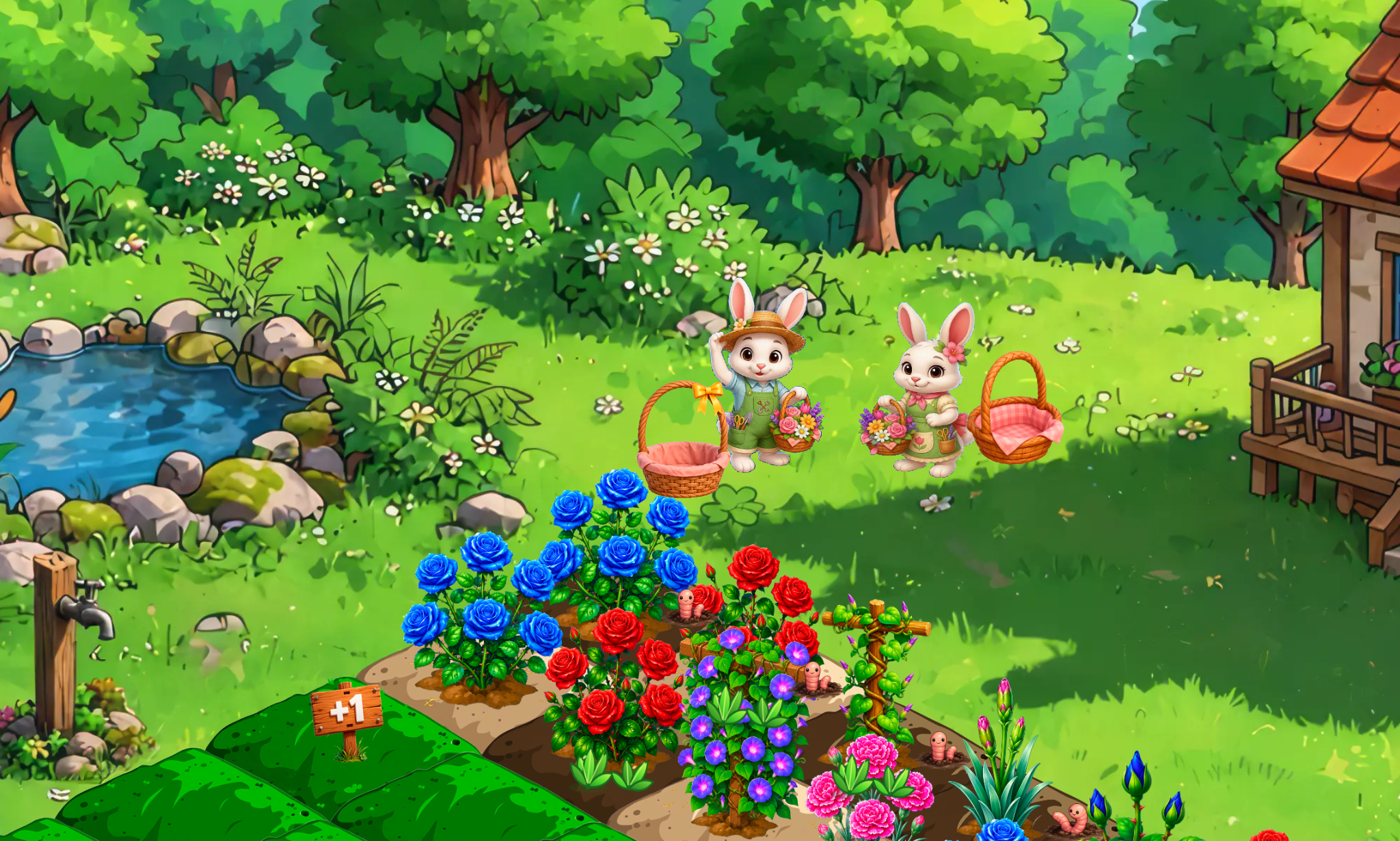 Coelhos e flores